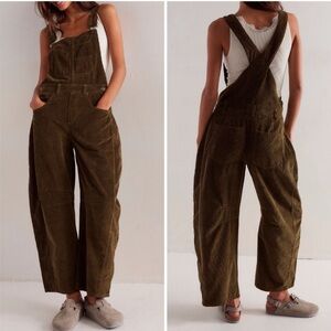 FREE PEOPLE We The Free Good Luck Cord Overalls Size Large